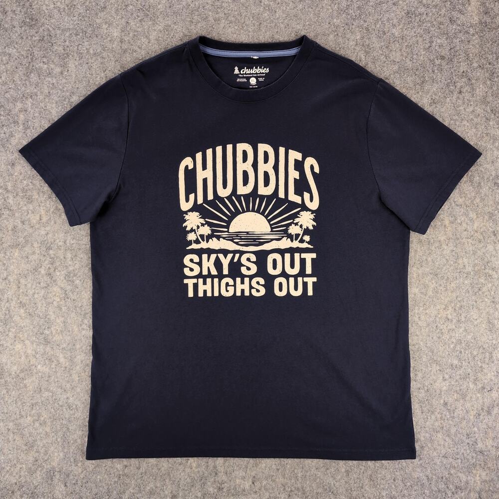 Chubbies Shirt Mens XL Blue Sky's Out Thighs Out Graphic Tee Summer Beach Funny